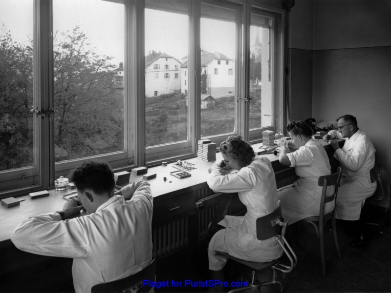 Circa 1950 -- the quality control studio at Piaget (Timothée Piaget is at the far right).
