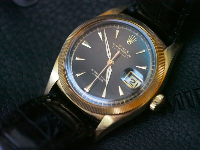 A Very Nice Black Gilt Dial Early Datejust