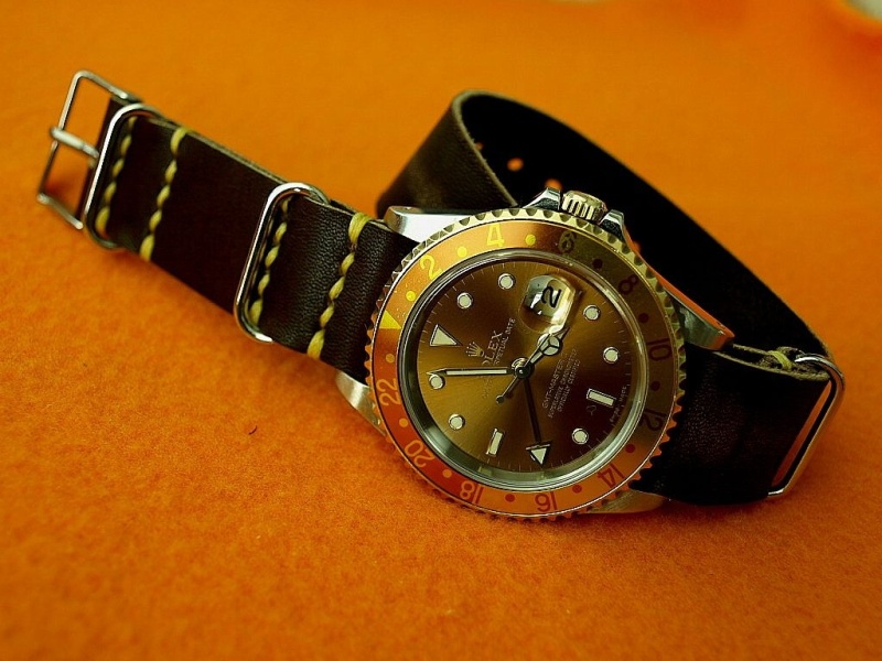 Leather Nato w yellow stitching