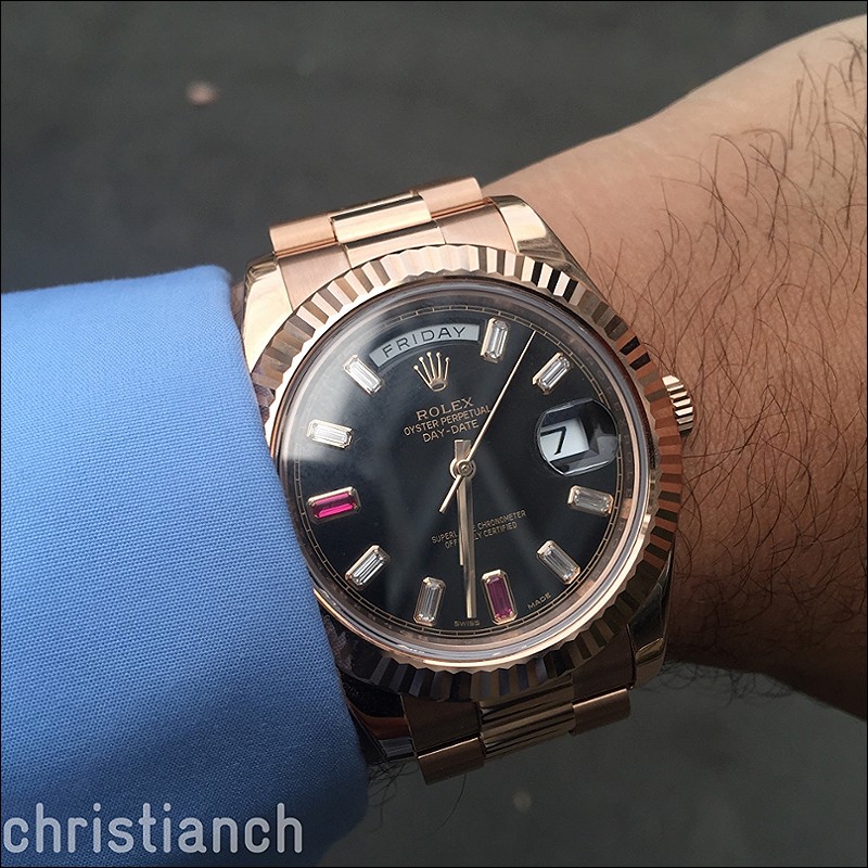 Rolex - Rolex Day-Date II Rose Gold 218235 Diamond and Ruby