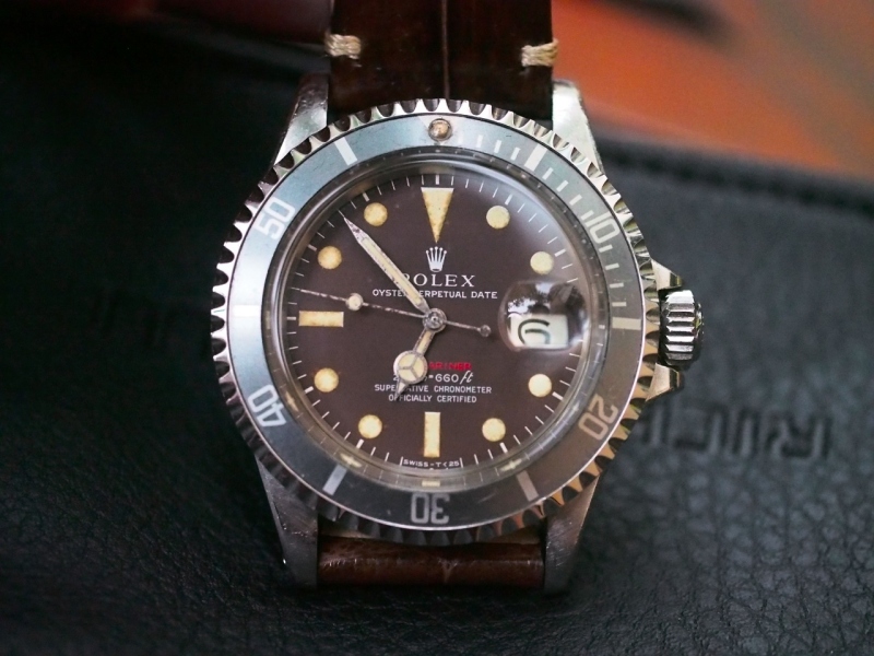 This very nice Tropical Red Sub, I swear the dial is much browner under the sun