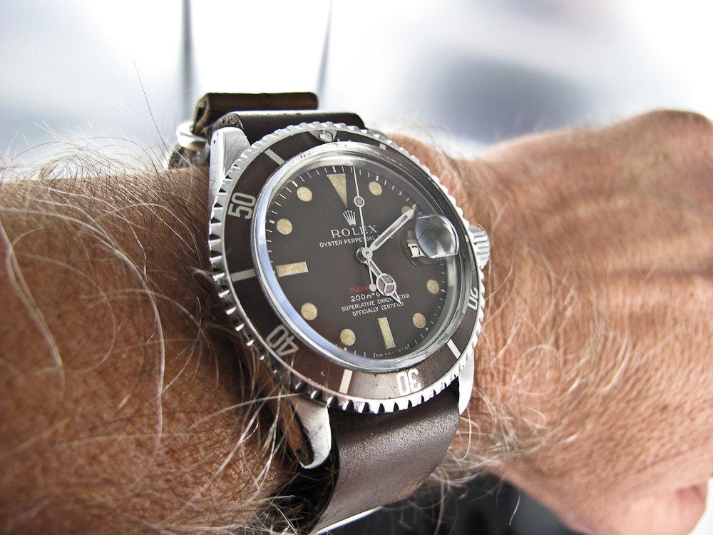 Rolex 1680 Red Submariner 'Tropical' Brown dial and insert.