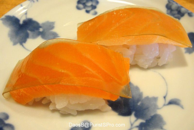 Salmon two ways (smoked and fresh).