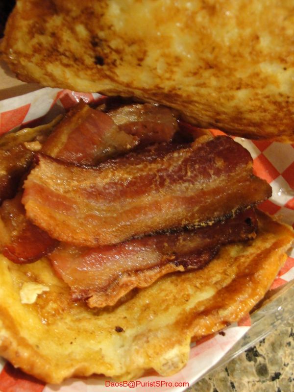 The inside of the sandwich.