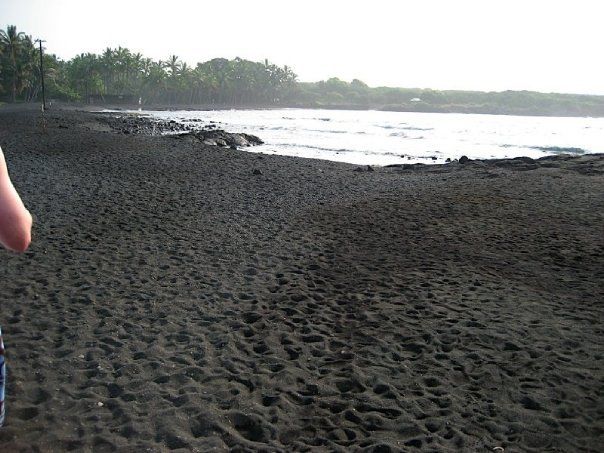 The famous black sand beach at Punaluu Black Sand Beach.