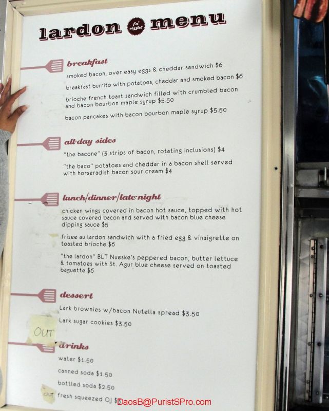 The menu. All bacon, all the time.