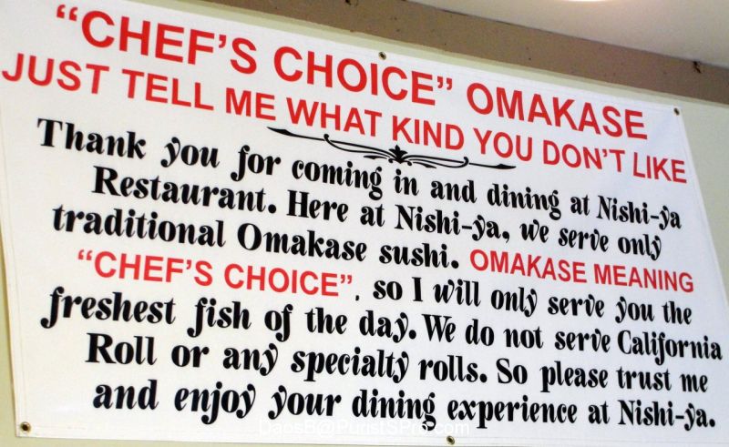 The meaning of omakase at Sushi Nishi-ya.