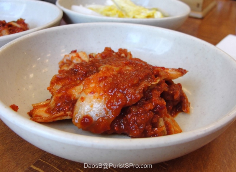 Garlic-laden spicy kimchi (fermented cabbage).