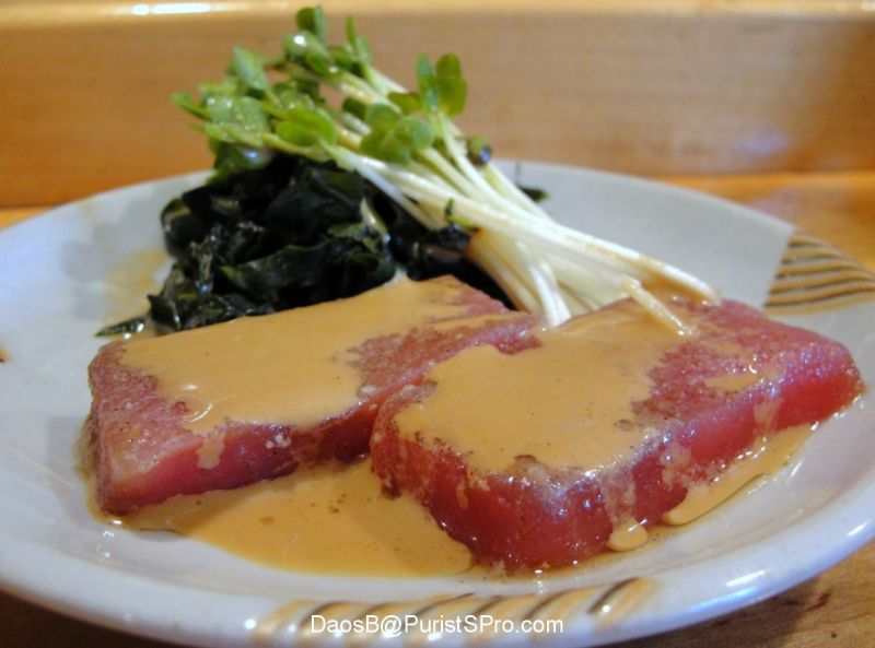 Tuna with soybean sauce.