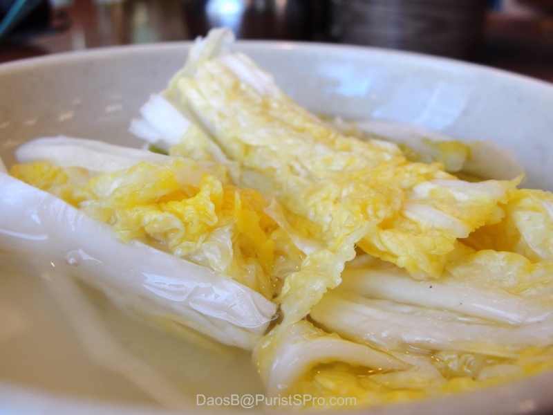 The white kimchi was a sweet/sour pickled napa cabbage.
