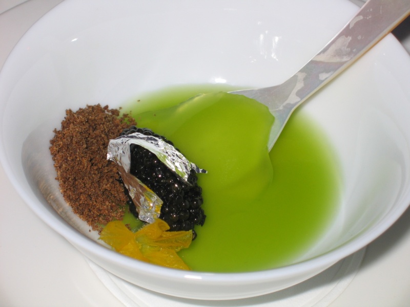 Panna cotta was underneath the English cucumber glaze... 