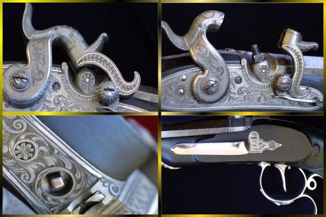 Engraving, precision engineering, silver inlays and coincidently an adjustable sight which is key wound.